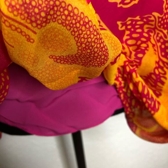 Diane von Furstenberg Emelia orange pink floral batwing silk top Medium NWOT - Picture 11 of 16